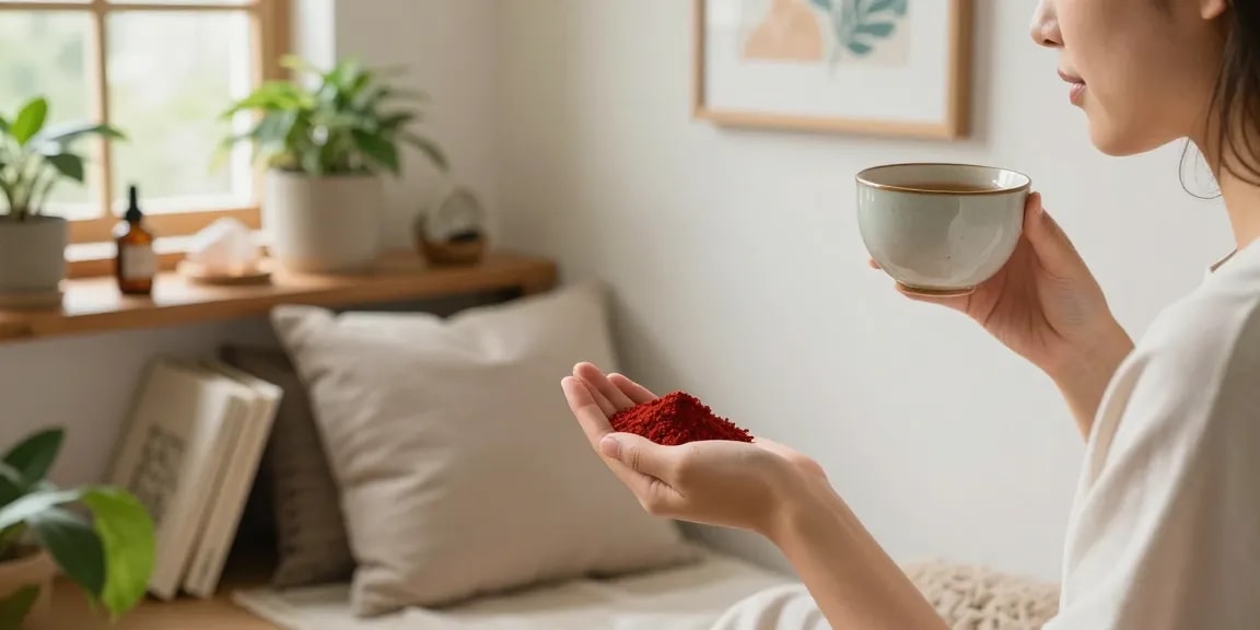 Experience harmony with premium red bali kratom in a serene home wellness setting.