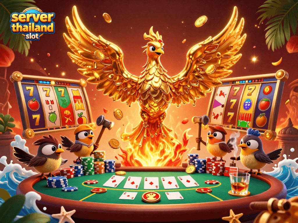 Experience thrilling action with the server thailand slot, featuring a golden phoenix and vibrant jackpots.