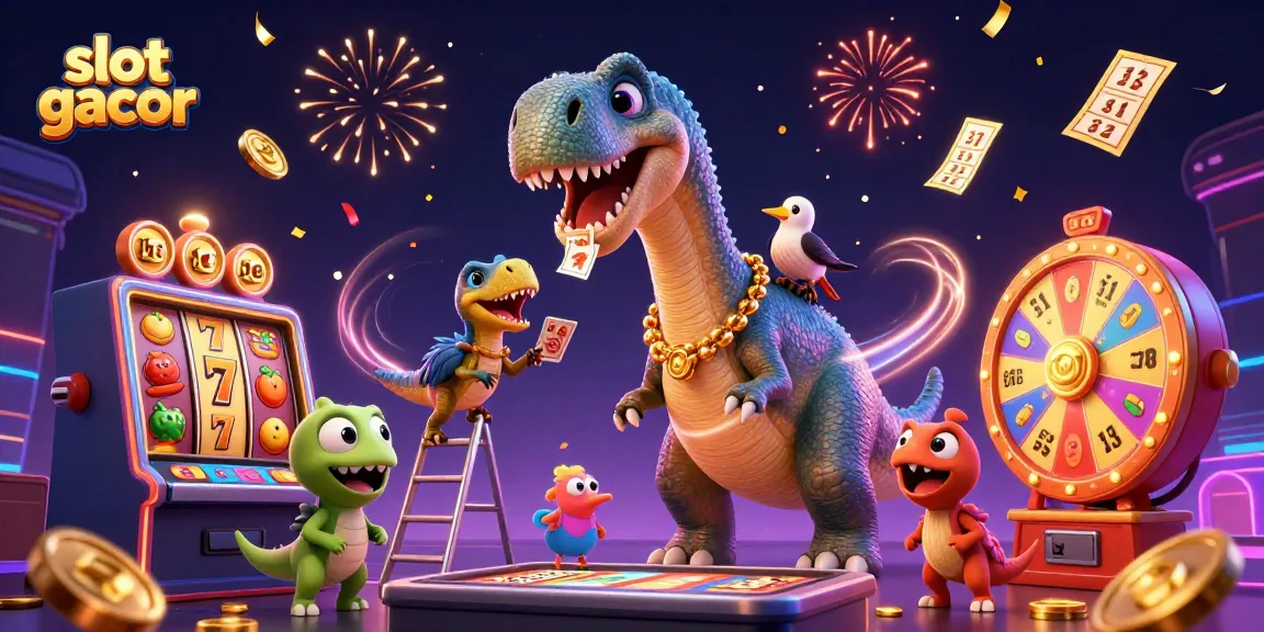 Experience slot gacor thrills with vibrant characters and dynamic casino elements in a lively 3D illustration.