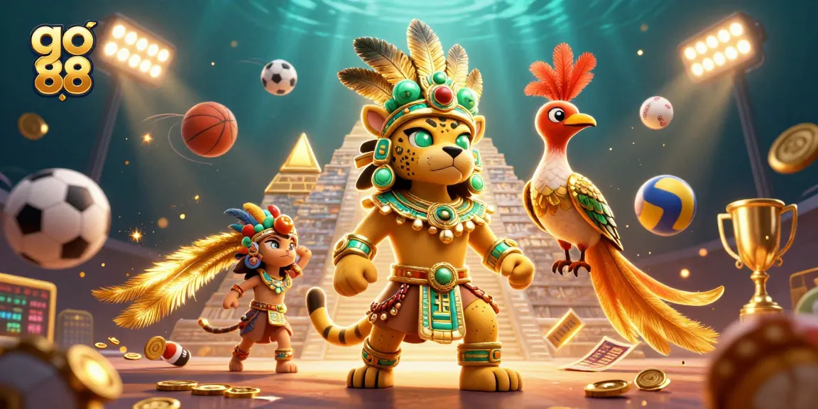Experience exhilarating wins with go 88 in a vibrant 3D casino scene, featuring dynamic sports elements.