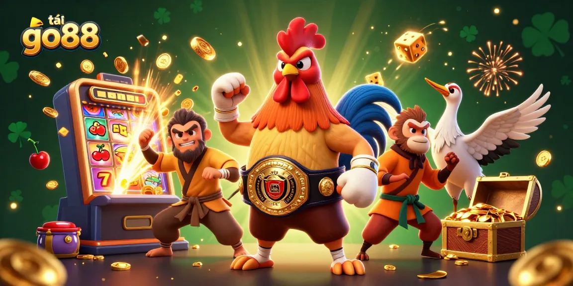 Win big while downloading tải go88, featuring dynamic characters and casino elements in a vibrant 3D scene.
