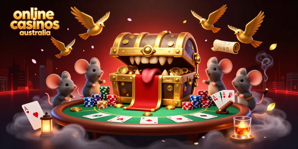 Win big at online casinos Australia with vibrant, lively poker-themed 3D illustration.