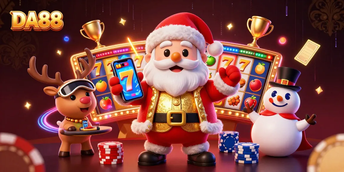 Experience the thrill of DA88 casino slots with festive characters celebrating jackpots and wins.