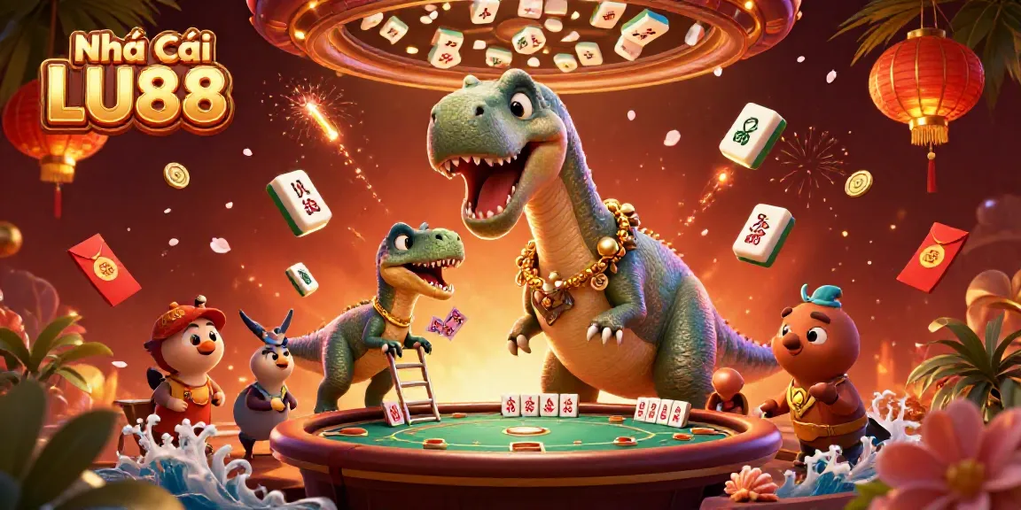 Experience vibrant gambling fun at Nhà Cái LU88 with dynamic casino elements and colorful characters.