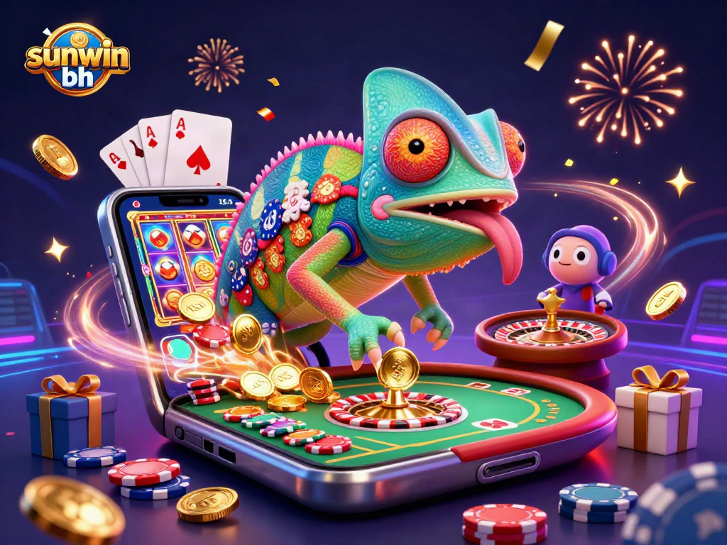 Engage with sunwin bh in vibrant casino gameplay, exploring colorful slot games, roulette, and poker excitement.