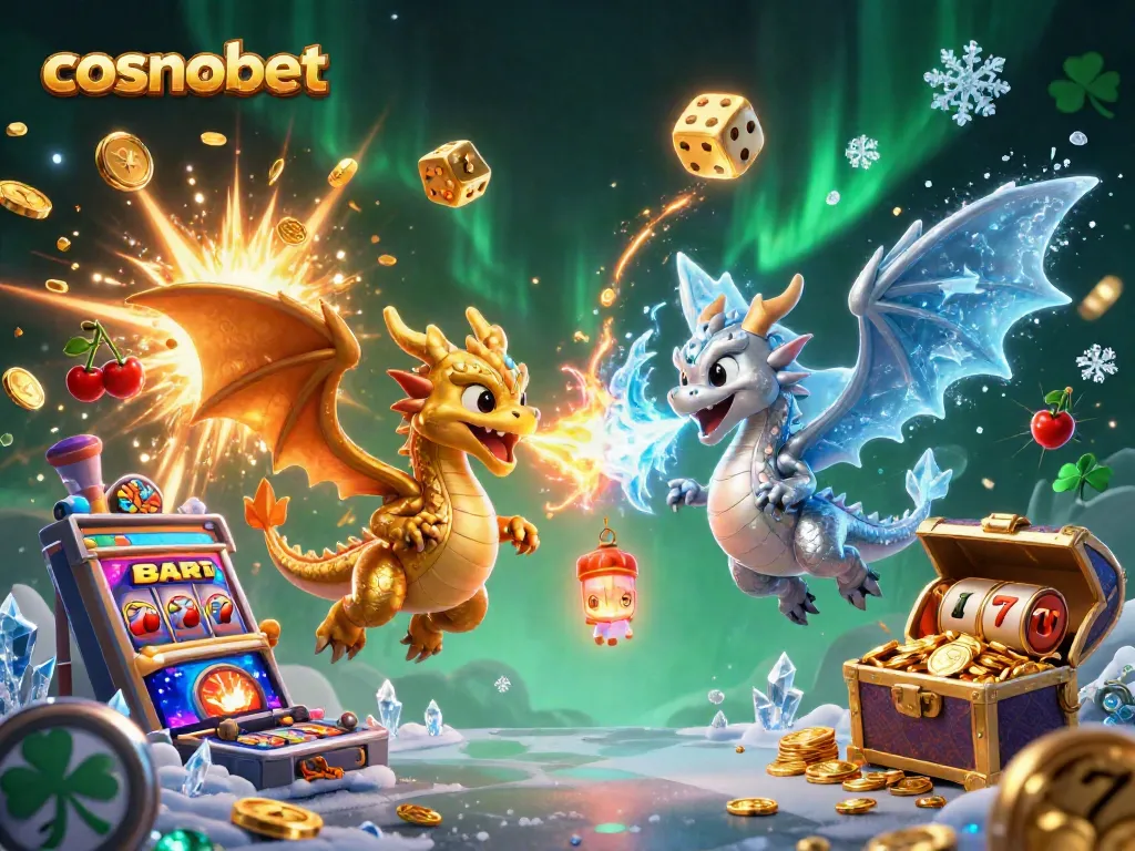 Experience thrilling play at Cosmobet Casino with playful dragons and dynamic gaming elements.