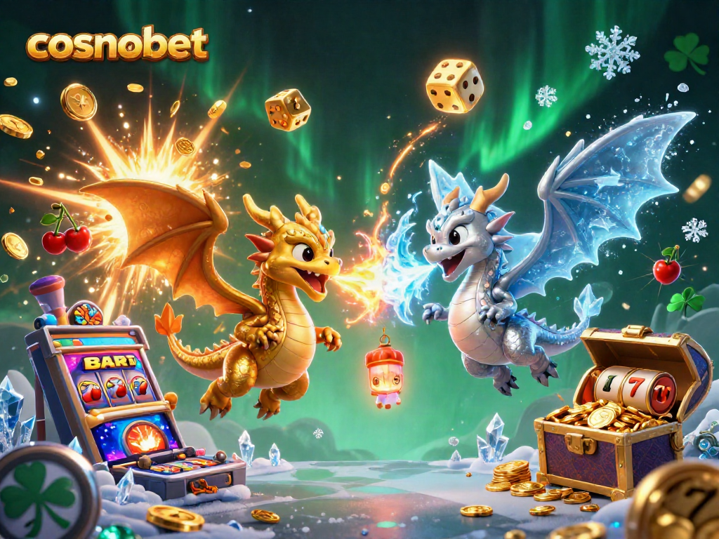 Experience thrilling play at Cosmobet Casino with playful dragons and dynamic gaming elements.