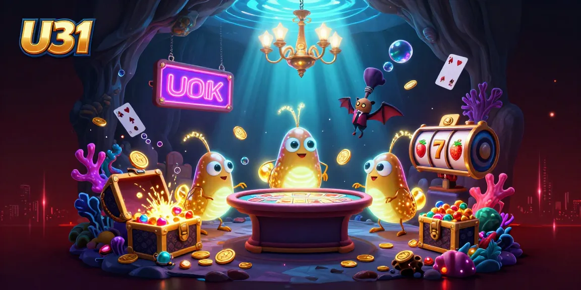 U31 casino illustration showcases glowing glowworms lighting up gameplay elements with vibrant energy.