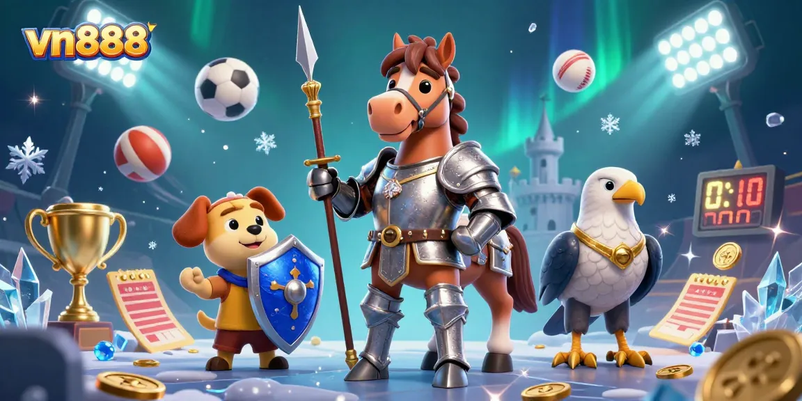 Experience exciting betting with vn888 as knights clash in an epic 3D casino scene filled with dynamic sports action.