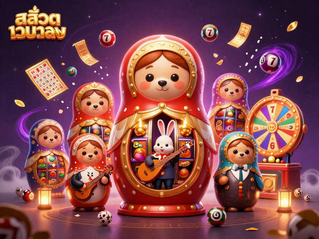 Engage in thrilling สล็อตเว็บตรง gaming with a lively 3D illustration of playful bears and casino elements.