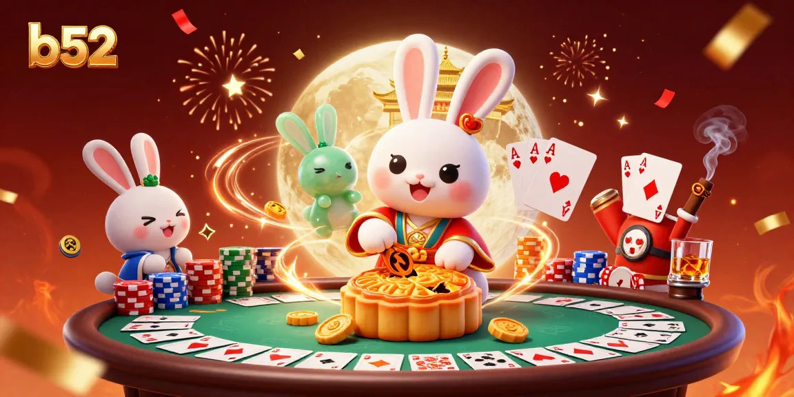 Experience the excitement of b52 gaming with vibrant visuals, poker chips, and festive celebrations.
