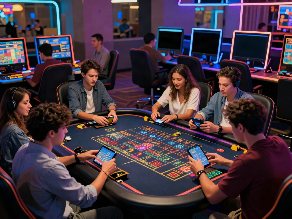 Players at the vibrant online gaming environment of https://8kbeteu.com/, enjoying betting activities at a modern virtual casino.