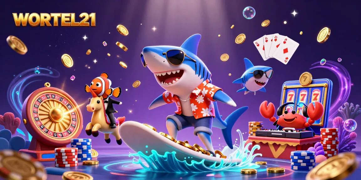 Experience the thrill with WORTEL21 in this dynamic casino-themed underwater scene.