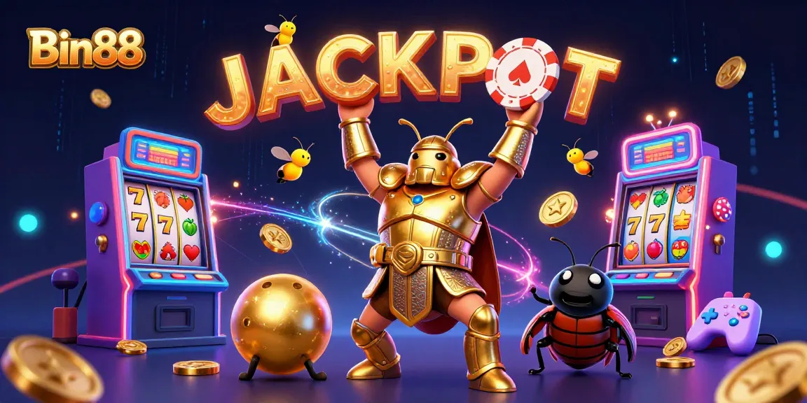 Spin to win at Bin88 with a vivid 3D illustration showcasing dynamic slot machine action.