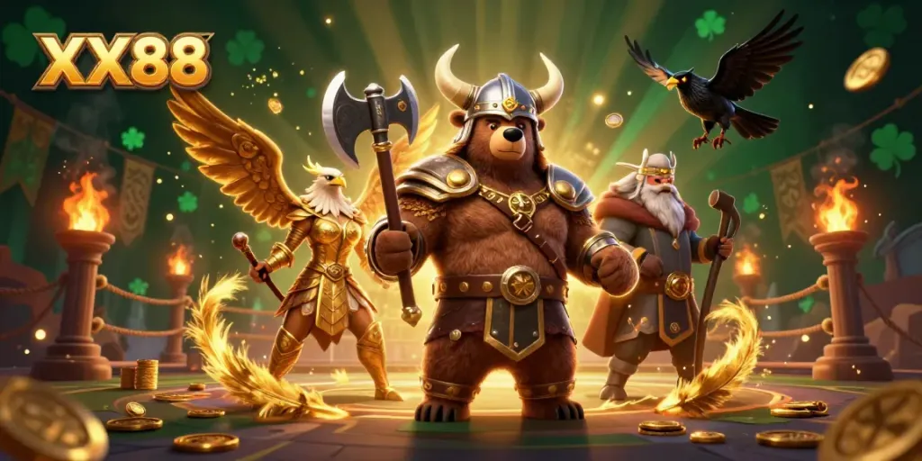 Engage in thrilling action at XX88's dynamic casino arena, showcasing epic battles and rich gaming elements.