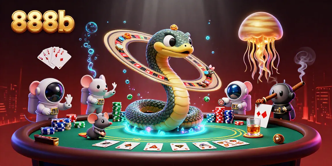 Place bets on 888b with astronaut mice in vibrant casino-themed cosmic scene.