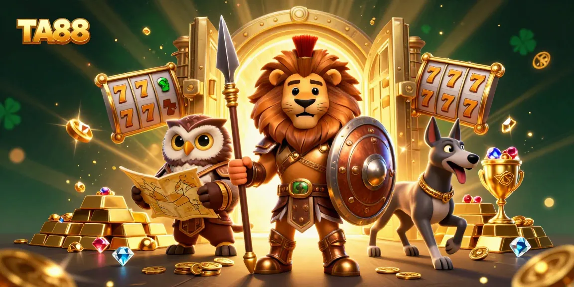 Experience thrilling action at TA88 with our dynamic slots and casino scene depicting adventure and riches.