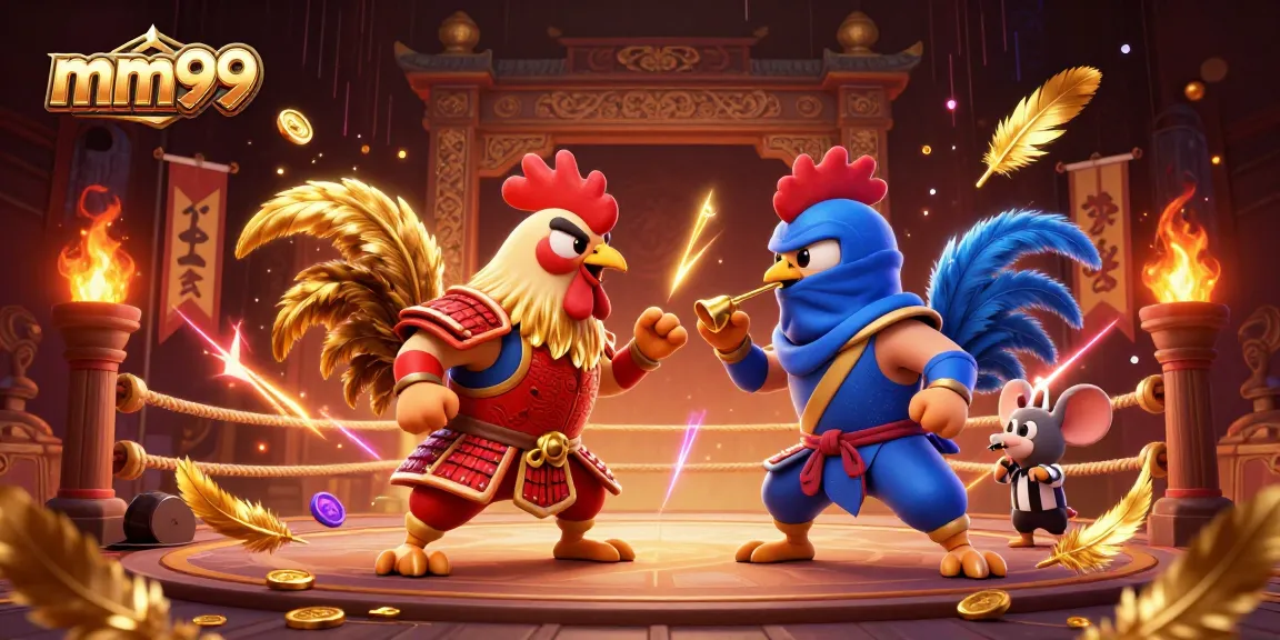 mm99 offers an exciting rooster fighting scene with samurai and ninja characters in action.