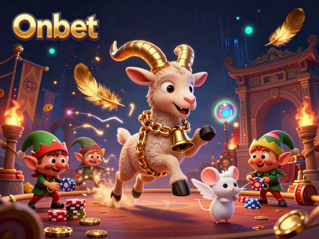 Engage in Onbet’s thrilling holiday-horror casino scene with Kartus, an angel, and elf gremlins.