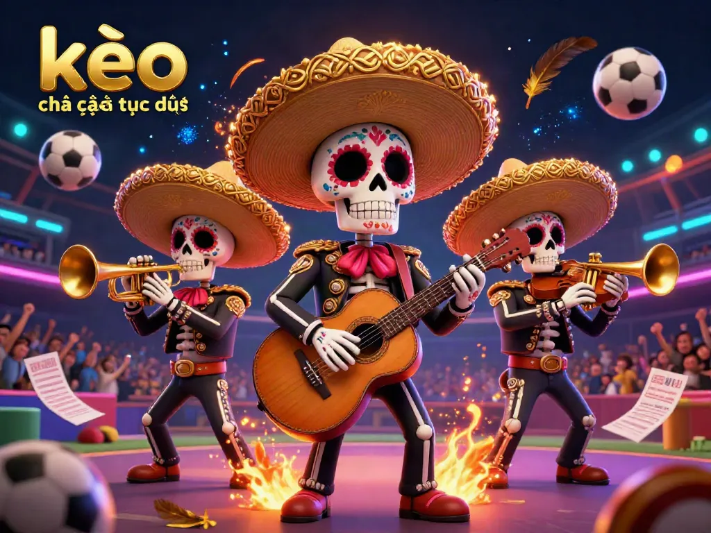 Experience the thrilling world of kèo nhà cái trực tiếp with a vibrant sports betting scene featuring a mariachi band.