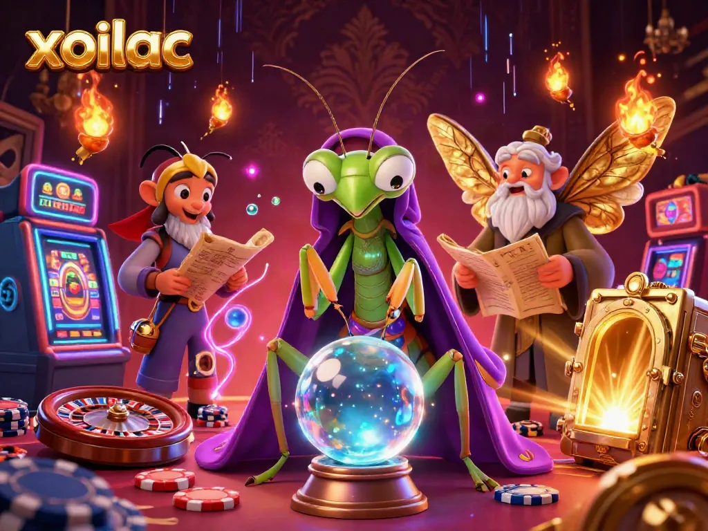 Experience thrilling gameplay at xoilac, featuring dynamic characters in a vibrant gaming environment with slot reels and roulette wheels.
