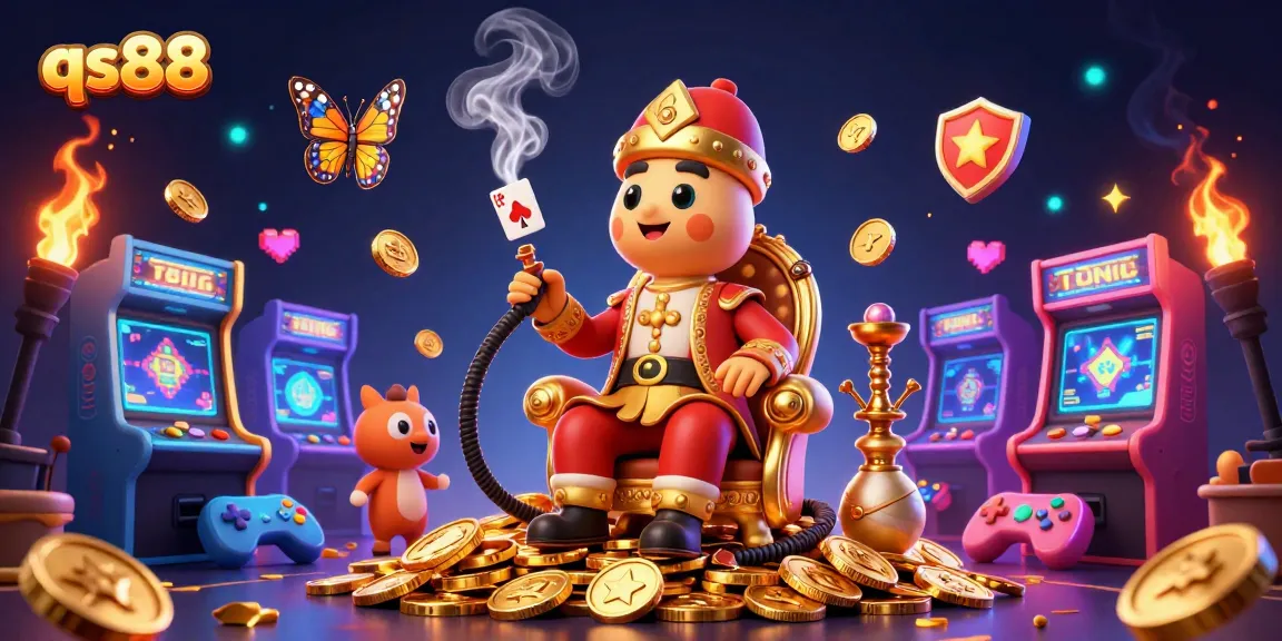Experience thrilling gameplay with qs88 as the caterpillar master creates winning symbols in a vibrant casino scene.