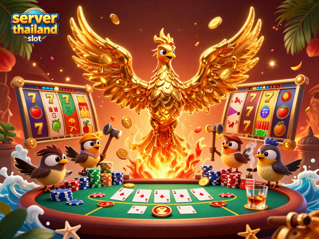 Experience thrilling action with the server thailand slot, featuring a golden phoenix and vibrant jackpots.
