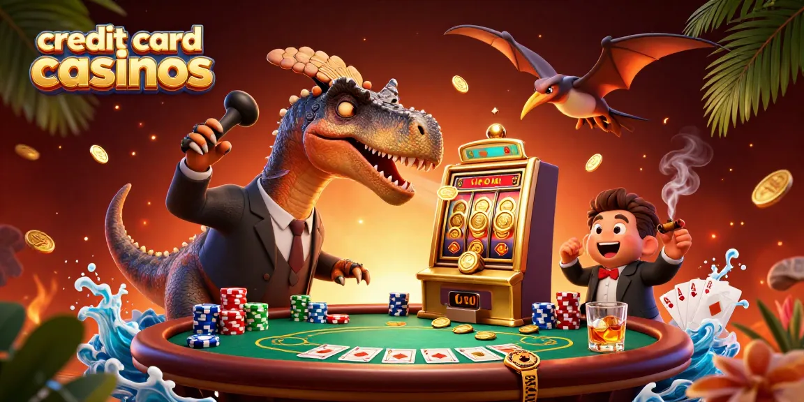 Experience thrilling action at credit card casinos with creatures and a playful slot machine.