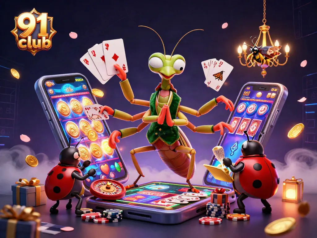 Engage in exciting gameplay at 91 club with vibrant characters and a dynamic casino environment.