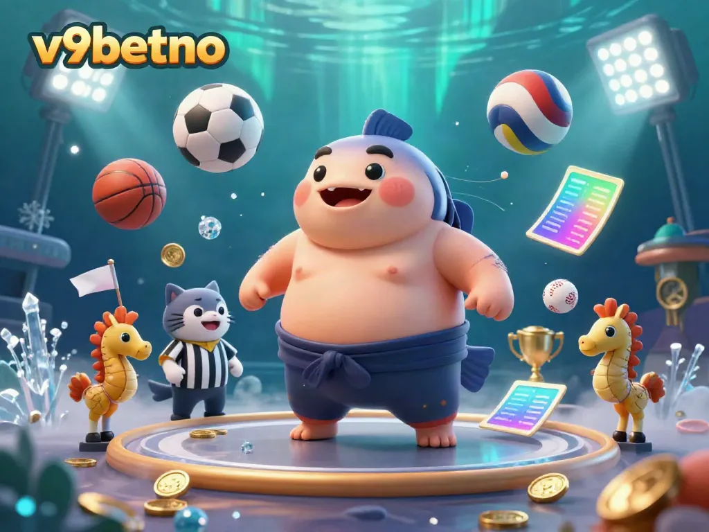 Experience thrilling betting action with v9betno, featuring a playful fugu in a dynamic underwater scene.