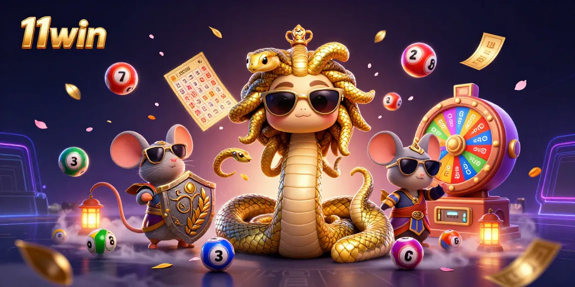 Engage with thrilling 11win casino action through a vibrant 3D illustration packed with lottery excitement.