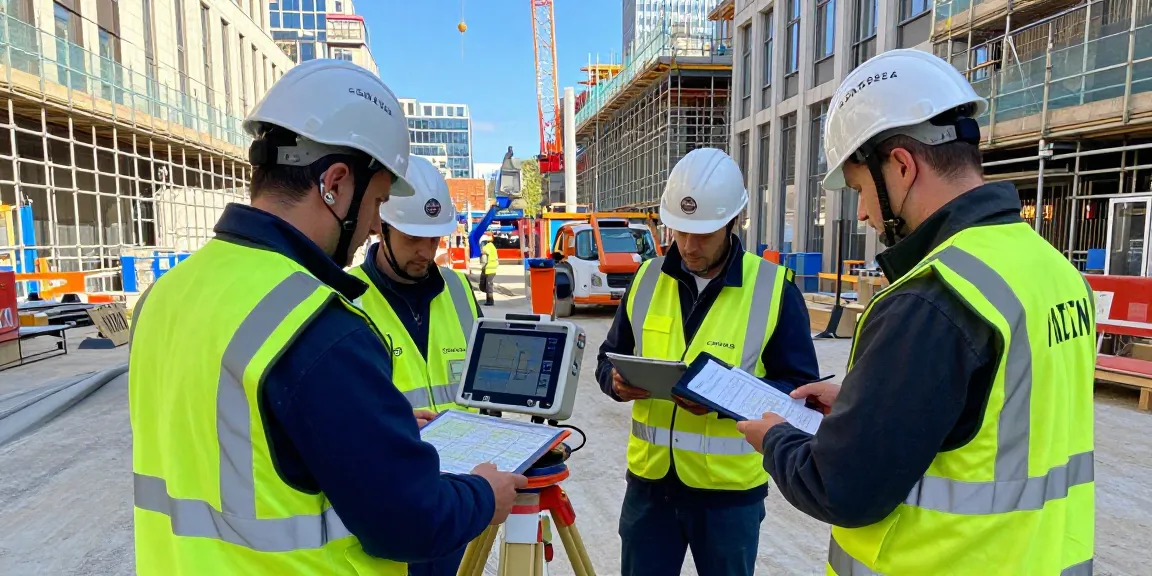Utility Survey London professionals using ground-penetrating radar in a construction site.