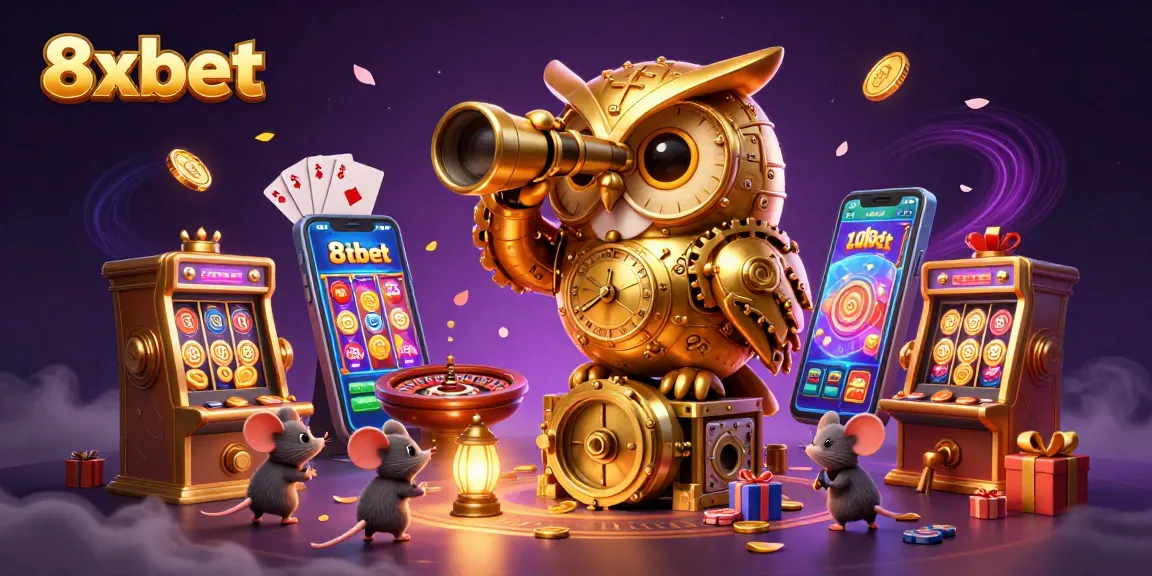 Experience the thrill of 8xbet by spinning colorful slots with golden coins and game elements.
