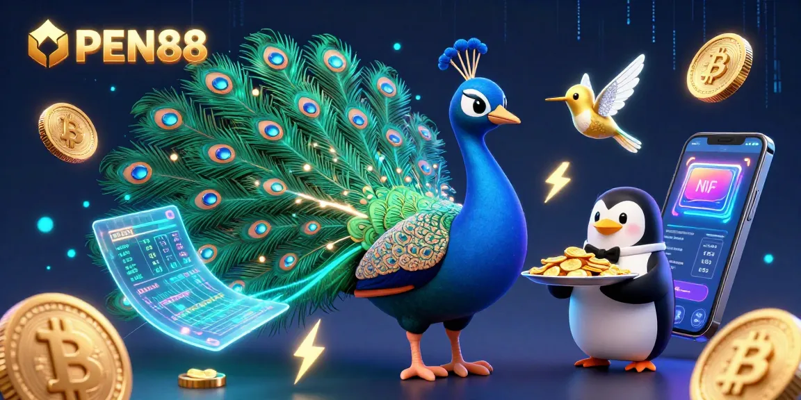 Experience winning at OPEN88 with a vibrant 3D scene of gaming, cryptocurrency, and excitement.