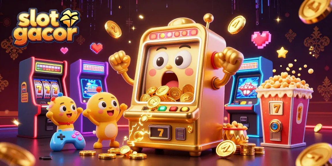 Experience the thrill of slot gacor with vibrant cartoon characters hitting jackpots in a dynamic casino scene.