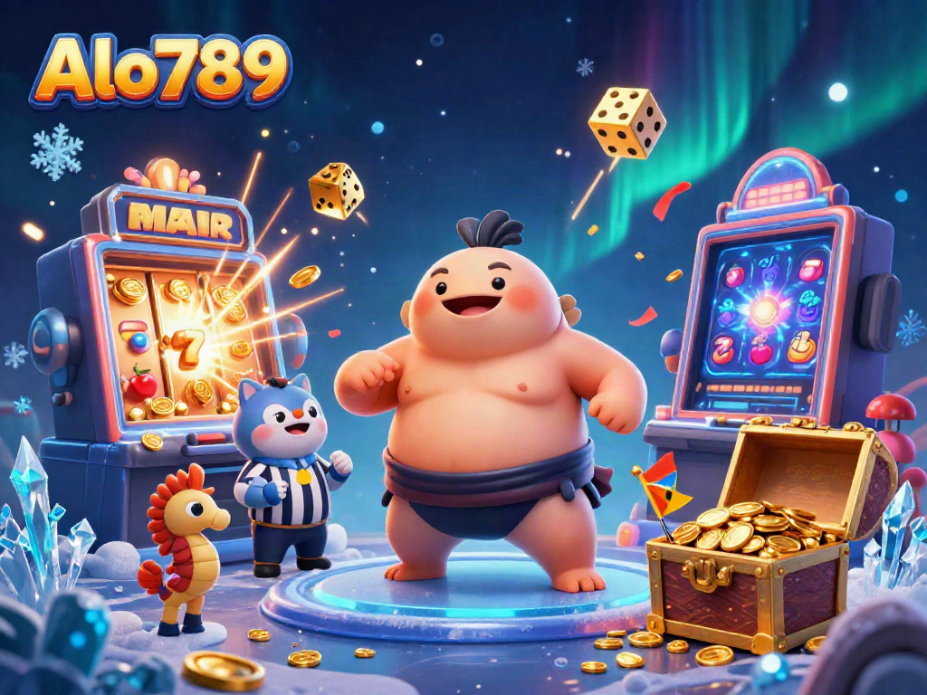 Experience excitement with Alo789 in this vibrant underwater casino illustration featuring thrilling slot game action.