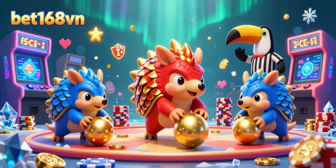 bet168vn rivals pangolins bowling poker chips in a vibrant casino arcade setting, showcasing energetic gameplay