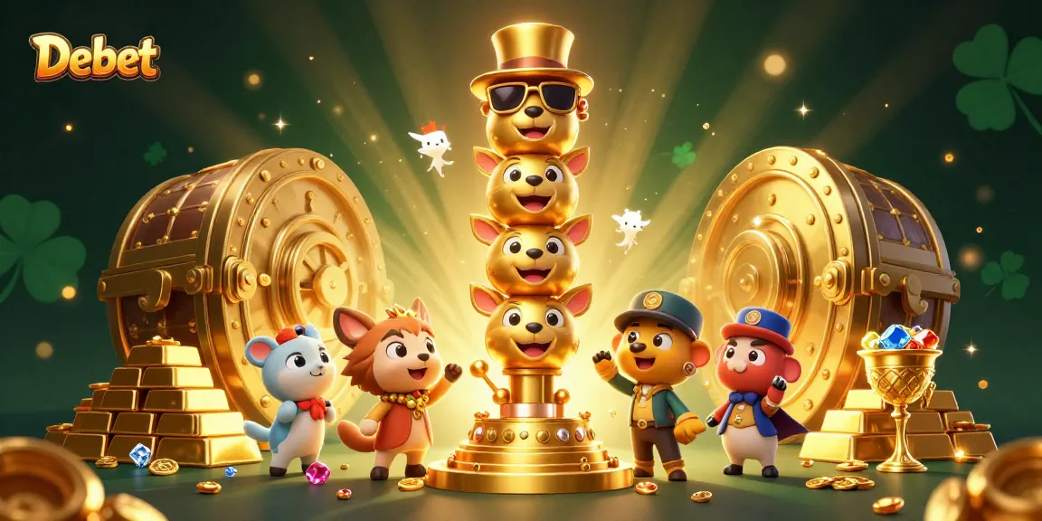 Experience the thrill of winning with Debet in a vibrant 3D casino setting filled with treasures.