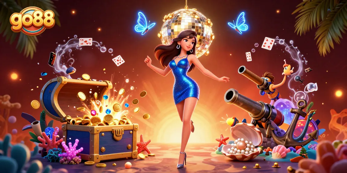 Join the excitement at go88 with vibrant casino game elements and a glamorous dance scene.
