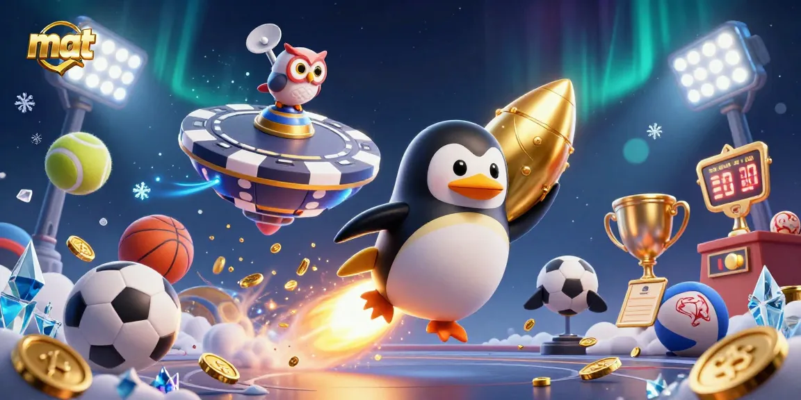 mat betting experience with a 3D penguin and casino-themed sports elements