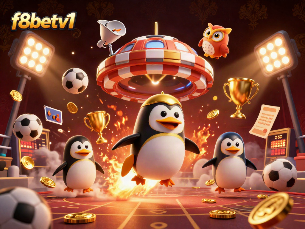 Engage in thrilling gameplay with f8betv1, featuring a golden penguin and dynamic casino elements.