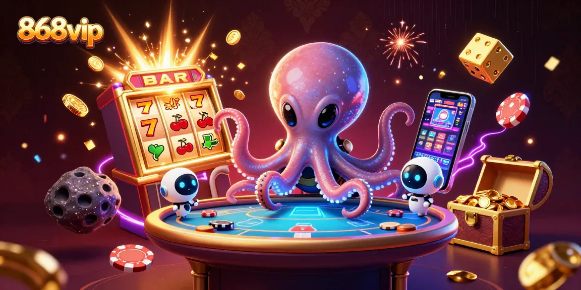 Engage with exciting 868vip gaming action featuring an alien octopus in a casino setting.