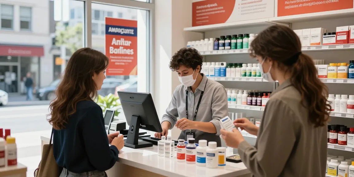 Customer interaction in an amphetamine shop with quality products displayed.