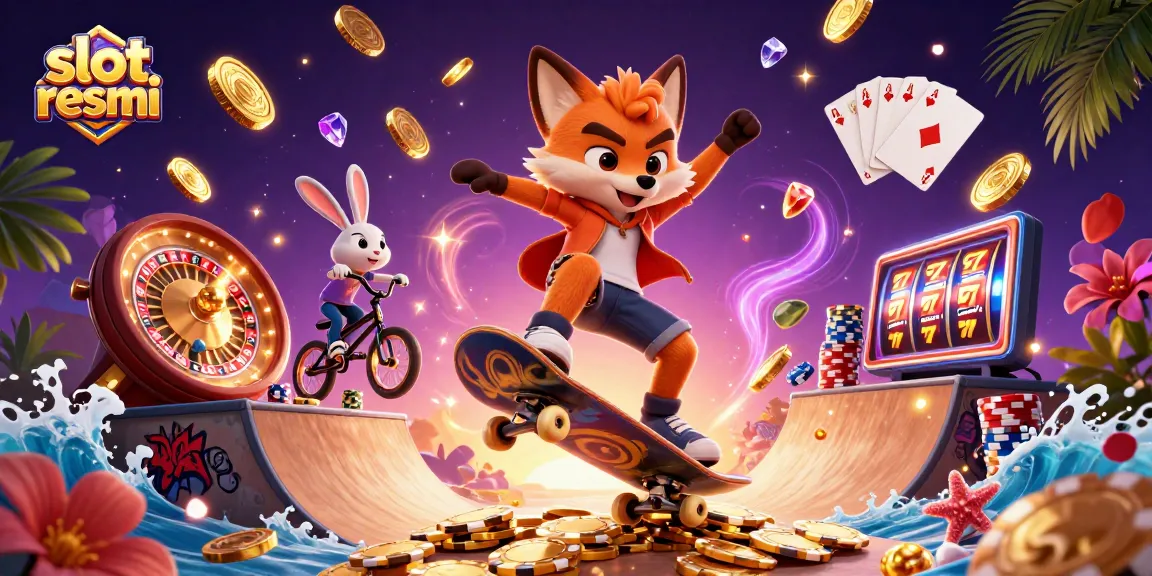 Experience exciting wins with slot resmi through dynamic cartoon characters and casino elements.