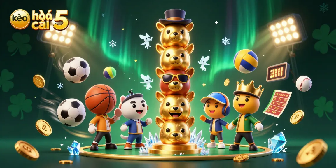 Engage with kèo nhà cái 5 and explore dynamic sports betting elements in this vibrant 3D scene.