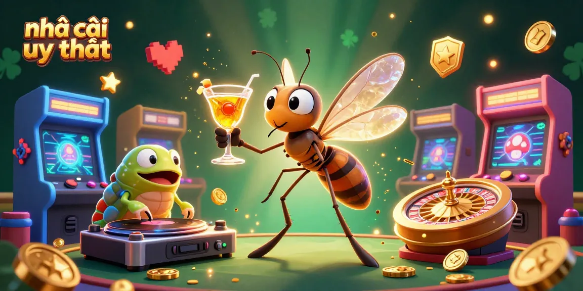 Engage with nhà cái uy tín through a vibrant casino scene featuring fun characters and game elements.