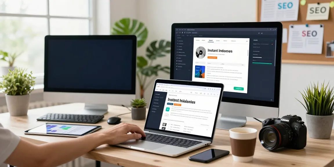 Content manager using instant indexing tools in a bright digital workspace.