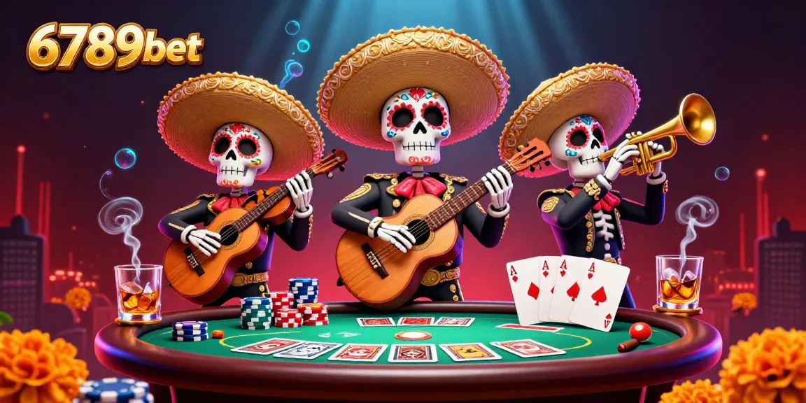 Join the excitement with 6789bet's vibrant 3D illustration of a mariachi band and poker action.