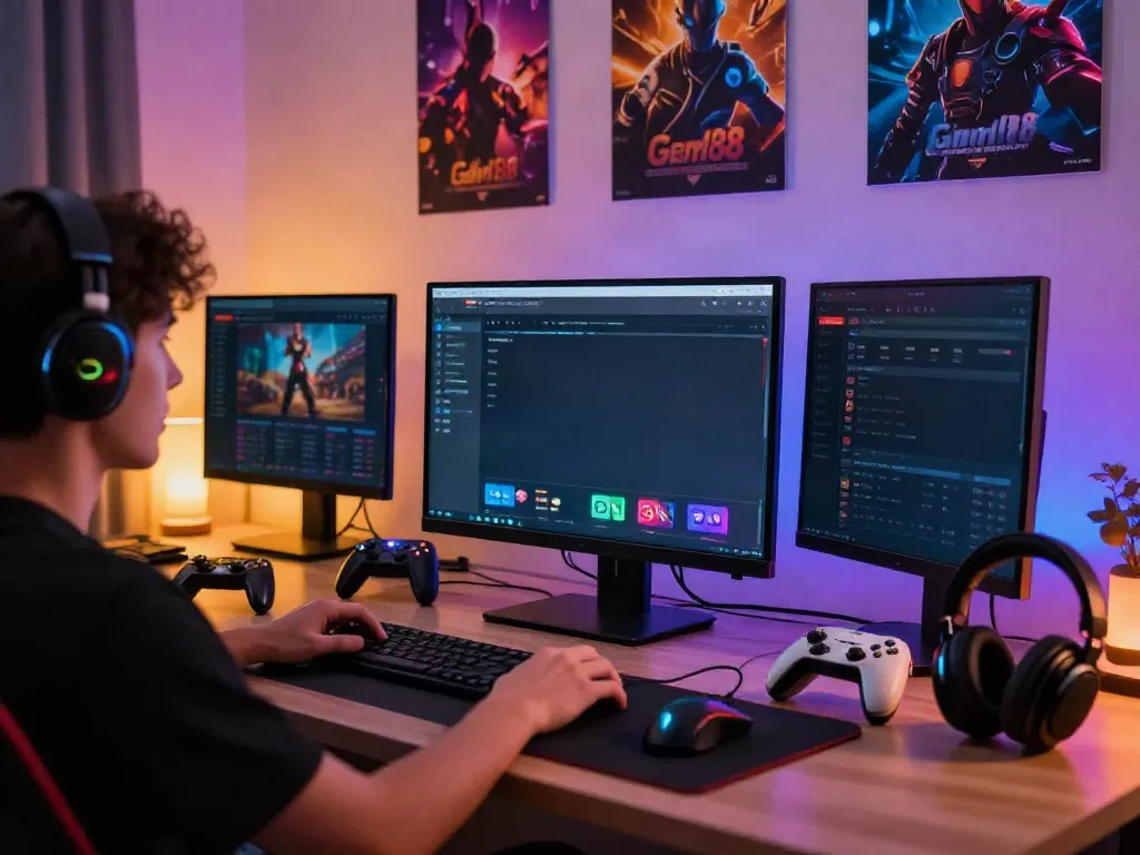 Exciting Gem88 online gaming setup showcasing a focused player engaging with the betting interface.