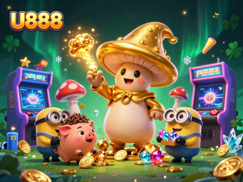 Experience U888 magic with a golden mushroom wizard and treasure-hunting truffle pig.
